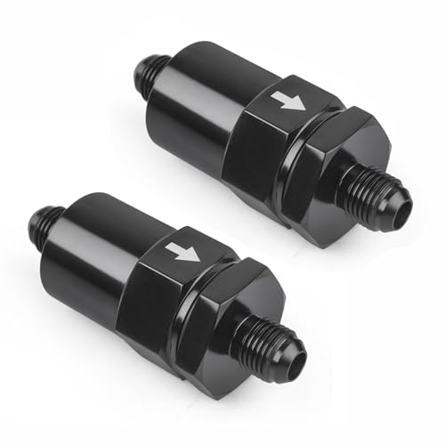 CNRAQR 6AN Billet Inline Fuel Filter 30 Micron Anodized Aluminum Black 2PCS