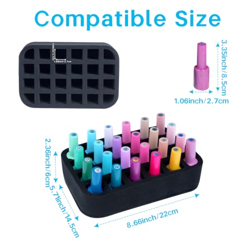 Image of Nail Polish Organizer Holder Foam Pad with Slots Store 24 Bottles | Foam Organizer Insert Suit for (15ml /0.5fl.oz) Nail Polish or Essential Oil Tray for Drawers