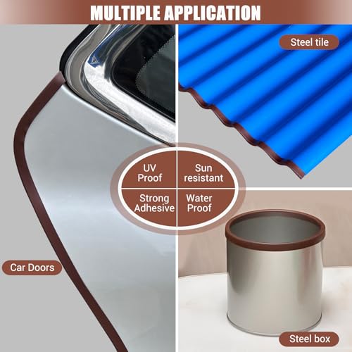 Gummi-Kantenverkleidung, flexible Kantenverkleidung für scharfe Kanten, 1 mm U-Kanal-Kantenschutz, selbstklebender Kantenschutz für Autotüren und Blechteile, 6 m, Braun