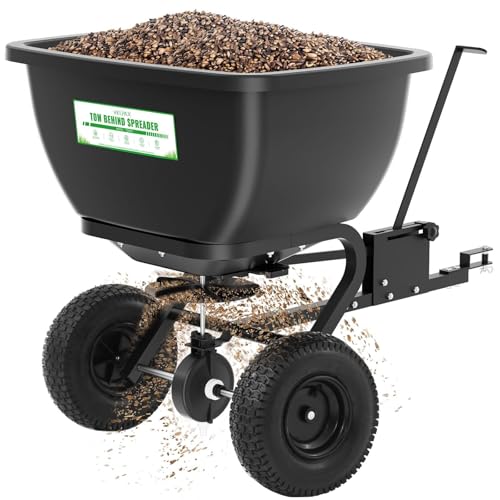 200LB Tow Behind Broadcast Spreader, Fertilizer Spreader Holds up to 550 lbs with 13