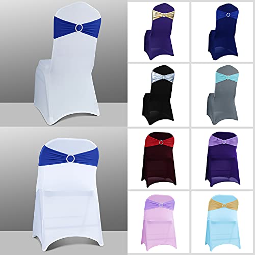 Babenest Spandex Chair Sashes Bows 50PCS Premium Stretch Chair Cover Band with Buckle Slider Universal Elastic Chair Ties for Wedding Party Ceremony Reception Banquet Decoration (Royal Bule) - Image 6