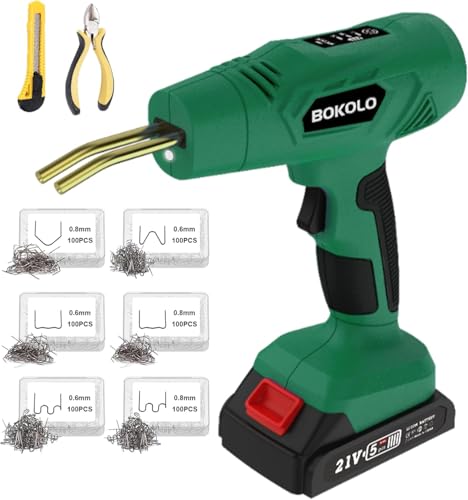 Bokolo Cordless Plastic Welding Kit 120W, 3 Temperature Settings, Up to 1112°F Heating, LED Headlight, 6 Types 600 Staples, Compatible for MAKITA 18V Battery(Included), Weld Kit for Car Bumper Repair