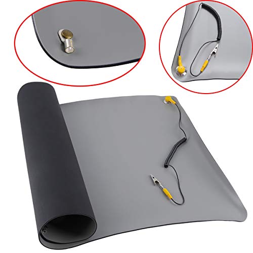 WillBest 1pc New Black Durable Desktop Anti Static Mat Silicone ESD Grounding Mats 700500mm + Cord for PC Laptop Repair Tools Mayitr