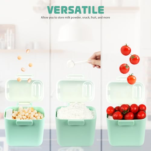 Aolso Milchpulver Portionierer, 2Pcs Baby Milchpulver Container, Milch Pulver Spender, Milchpulver Dose Baby, Milchpulver Aufbewahrung Tragbarer Luftdichter,Säuglingsnahrung Kasten (Grün-Rosa)