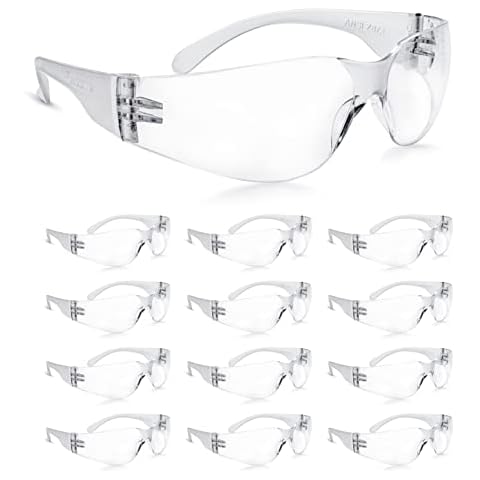 amoolo Clear Safety Glasses Bulk of 24, Protective Eyewear for Men Women, ANSI Z87.1 Impact Resistant Eye Protection for Work, Lab, Construction Cover