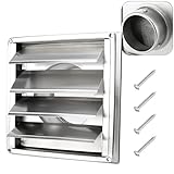 Cenipar 4' Metal Dryer Vent Cover for House with Moving Lamella and Screen,4'' Square Stainless Steel Exterior Wall Outlet Includes 4 Screws for Easy Installation