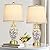 RORIANO Chinoiserie Ceramic Table Lamps Set of 2 for Living Room Bedroom Bedside, Traditional Blue and White Porcelain Classic Table Lamp for Nightstand Entryway, 2 LED Bulbs Included (Gold)