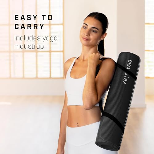 KG Physio Yoga Mat - Thick Yoga Mats for Women & Men, High-Density NBR Foam Excercise Mat, Non-Slip & Sweat-Resistant, Ideal for Pilates, Home Fitness and Home Workout - Strap Included - Image 3