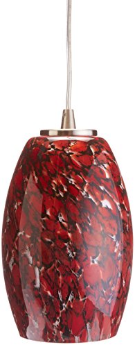 80% Off Discount Elk 10220/1EMB-LED Maui 1-LED Light Pendant with Ember Glass Shade, 5 by 8-Inch, Satin Nickel Finish