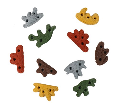 Atomik Climbing Holds Set of 10 Screw-On Dripstone Styled Flat Crimpers Style 2 in Assorted Earth Tones