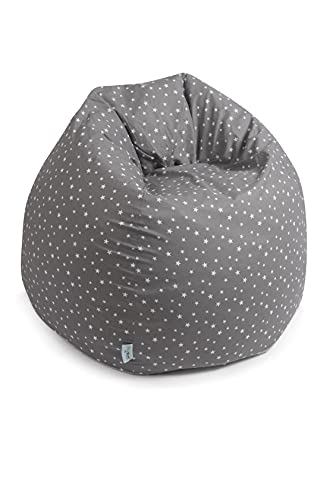pic Bear Puf – Cojín de asiento, estable, bonito para habitación infantil, salón, niños y adultos (240 litros, estrellas grises blancas)