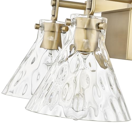 ML Lighting | Barlon Collection | 20002-VB | 2 Light Vanity in Vintage Brass Finish with Clear Water Glass Shade | Versatile Design That adds High-End Texture and Elegance to Your Bathroom by ML Lighting - Used condition - Image 5