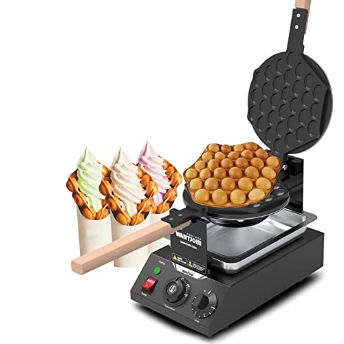 WantJoin Wil Bubble Waffle Maker, Non-stick Coating Hong Kong Egg Waffle Maker Machine, 1500W 110V Electric Cone Maker, Stainless Steel Pancake Maker 180° rotate, 50-250?/122-482? Adjustable
