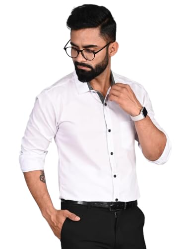 Image of Pinkmint Men's Solid Shirt | Soft Cotton Blend | Formal Shirt | Plain | Full Sleeve - Regular Fit (Available in Plus Size and Pack of 3)
