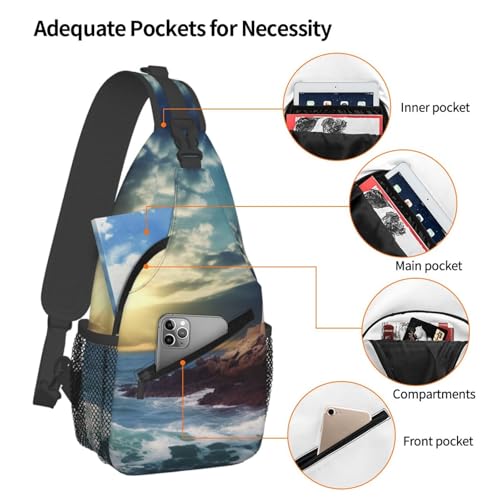 Bolso Sling Unisex Negro para Senderismo y Viaje miniatura 3