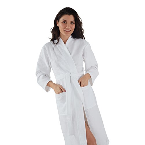Bagno Milano Waffle Robes For Women Cotton – %100 Turkish Cotton Bathrobes For Women Made In Turkey, White S-M #TOP3