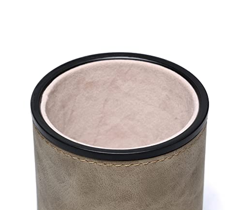 Leatherette Dice Cup And 6 White Dices Felt-Lined Quiet Shaker For Yahtzee/ Farkle/ Liars Dice Game #TOP3