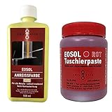 Emil Otto EOSOL Set Nr. 1 GELB/ROT (500 ml Anreissfarbe SIGNAL-GELB (FLUORESZIEREND und UV-AKTIV) und 250 ml Tuschierpaste rot)
