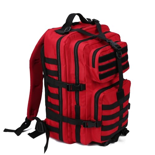 Image of REEBOW GEAR Military Tactical Backpack for Men Large Army 3 Day Assault Pack Molle Hiking Daypack Bag (Red-black)
