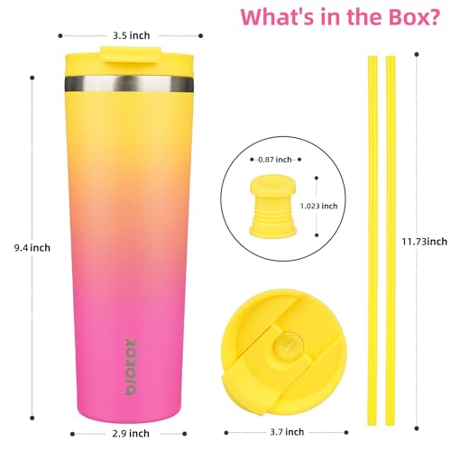 Image of BJPKPK 30 oz Coffee Tumbler with Straw, Insulated Stainless Steel Cup