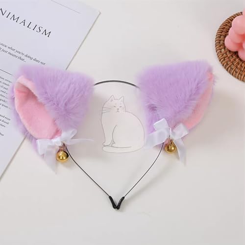 Image of 12 Pcs BDSM Kit, Bondage Restraints Set Anal Butt Plug Tail Cat Ear Nipple Clamps Blindfold Handcuffs Collar Paddle Sex Toys for Couple Purple&Black
