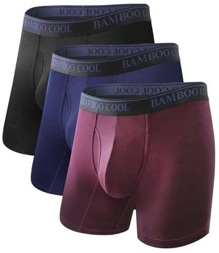 BAMBOO COOL Men's 50S Ultra-Soft Boxer Briefs Cooling Underwear for Men Tag-Free No Ride-Up Mens Underwear