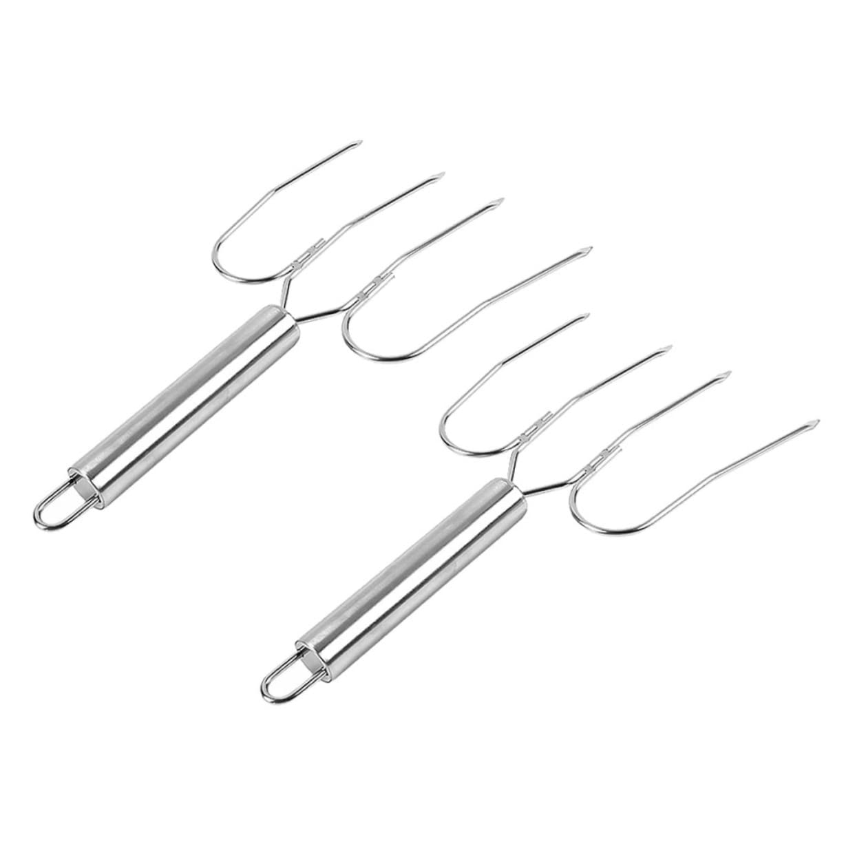 Cabilock 1set Stainless Steel Turkey Lifting Forks Outdoor Grilling Tools for Bbq Non Stick Design Easy to Clean Long Handle for Safe Lifting for Turkey and Meat Cooking 2pcs