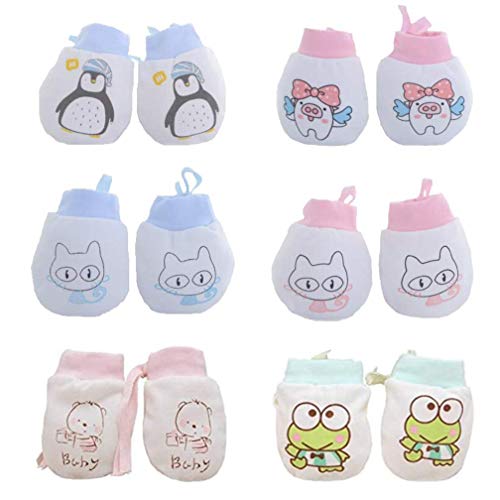 Adeimoo Cute Boys Girls Cotton No Scratch Gloves Drawstring Adjustable Mittens for Baby Infants (6 Pack Animal Mittens)
