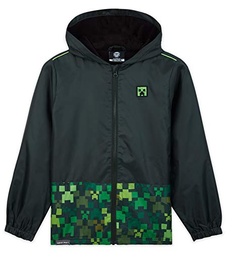 Minecraft Chubasquero Niño, Chaqueta Impermeable Niño Con Capucha y Forro Interior, Ropa de Agua Impermeable, Regalos Para Niños y Adolescentes 5-14 Años (13-14 años)