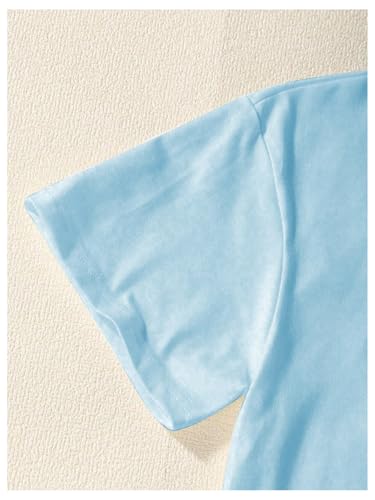 SHENHE Girl's Summer Flower Shirt Letter Print Graphic Crew Neck Tee Vacation Beach Top3