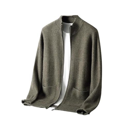 Men Loose Casual Mock Neck Cardigans Stand Collar Cashmere Cardigan Thick Open Front Sweater