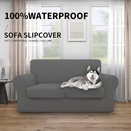 Image of Easy-Going Waterproof 3-Piece Loveseat Cover Couch Covers for Sofa