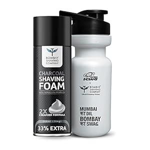 Bombay Shaving Company Charcoal Shaving Foam, 266 ml (33% extra) with Activated Charcoal & Moroccan Argan Oil with…