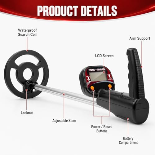 Image of Metal Detector for Kids - Adjustable 17 inch-32 inch Kids Metal Detector with LCD Display, 6 inch IP68 Waterproof Search Coil, Beginner Treasure Finder, Gift for Boys and Girls