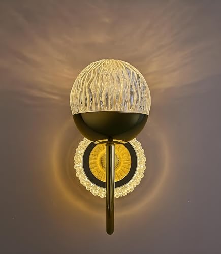 Image of FILLISKA Luxurious Acrylic Crystal Wall Lamp with Adjustable Colour Changing Function, Elegant Finish (FrenchGold-7829)(1 Year Warranty)