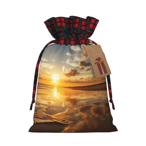 WXYBMDP Beautiful Sunrise Print Christmas Gifts Bag,Drawstring Bags,Reusable Candy Bags,for Wedding Party Christma