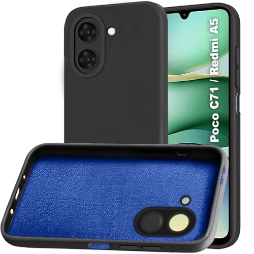 Image of TheGiftKart Liquid Silicon Back Cover Case for Poco C71 / Redmi A5 | Stylish Camera Protection Module | Micro-Fibre Lining Inside | Shockproof Back Cover Case for Poco C71 / Redmi A5 (Silicone, Black)