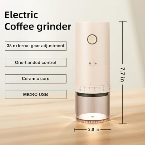 Portable Electric Burr Coffee Grinder with 38 Adjustable Grind Settings - USB Rechargeable Ceramic Core Conical Burr, Coffee Bean Grinder for Espresso, French Press, Travel, Camping, Home & Office Use - Image 2