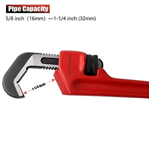 Image of 14-1 /2-inch Heavy Duty Hex Pipe Wrench, Model T-017 Straight Plumbing Wrench, 5 /8 inch - 1 1 /4 inch Capacity