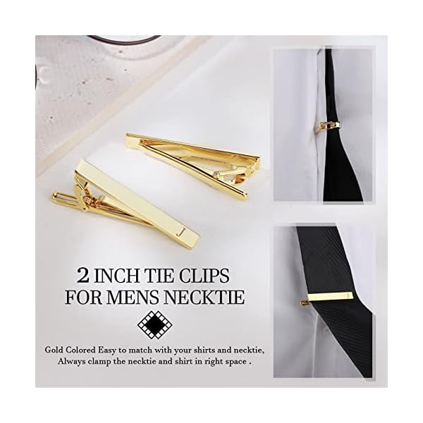 HAWSON Cufflinks for Men, Tie Clips for Boys, Tie Pin for Men, Gold Color Jewelry Set, Boxed Gift Packing, Initial Letter Jewelry for Him, metal, not known - Image 4