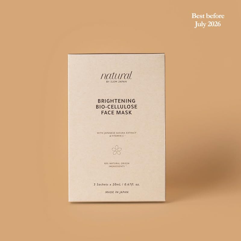 ILEM JAPAN Brightening Bio-Cellulose Face Mask,for Glowing Skin, Collagen Boost, Wrinkle Reduction,All Skin Types - Image 2