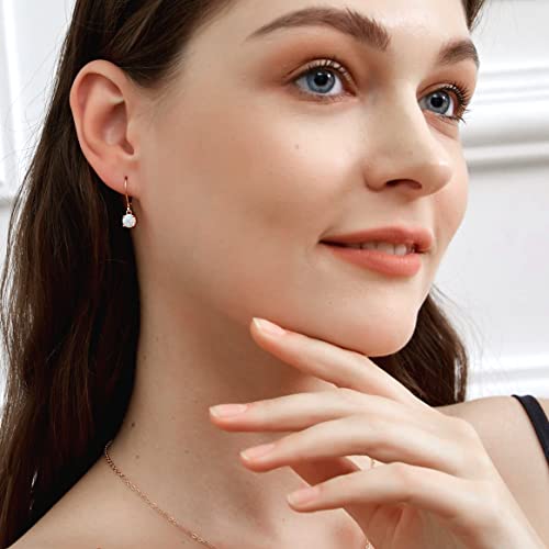 18K Rose Gold Plated 6Mm Round Leverback Earrings For Women Teens Girls Hypoallergenic Jewelry Gifts October's Gemstone Birthstone #TOP2