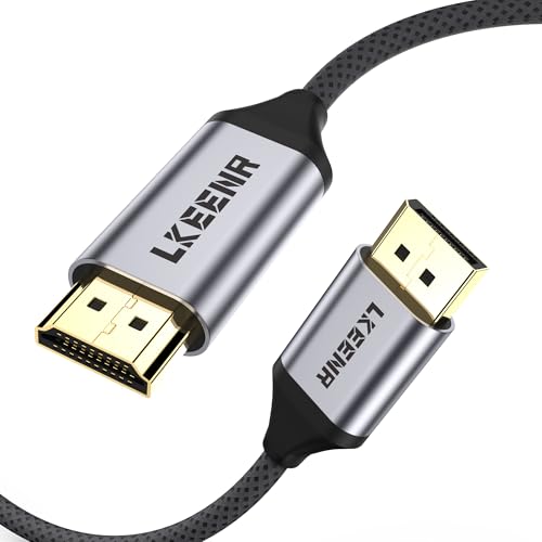 Image of 4K DisplayPort to HDMI, 5ft Uni-Directional DP (Source) to HDMI (Display) 1.4 Cable, 4K@30Hz, 2K@60Hz, 1080P Full HD, Braided Cord for Dell, NVIDIA, AMD, Monitor, Projector