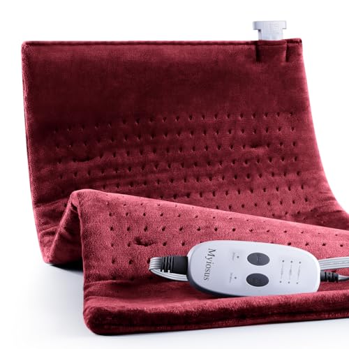 Image of Massaging Weighted Heating Pad for Back Pain Relief,Heating Pads for Neck, Shoulder,Cramp,Portable Heated Pad with 3 Heat Settings & 6 Massage,18 Relaxing Combinations,Auto Off,12"*24",Wine Red