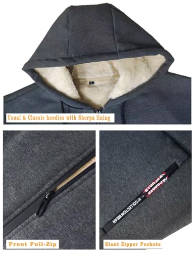 Kolongvangie Men's Fleece Jackets Sherpa Lined Sweatshirt Zip Up Hoodie Warm Coat Brushed Winter Jacket3