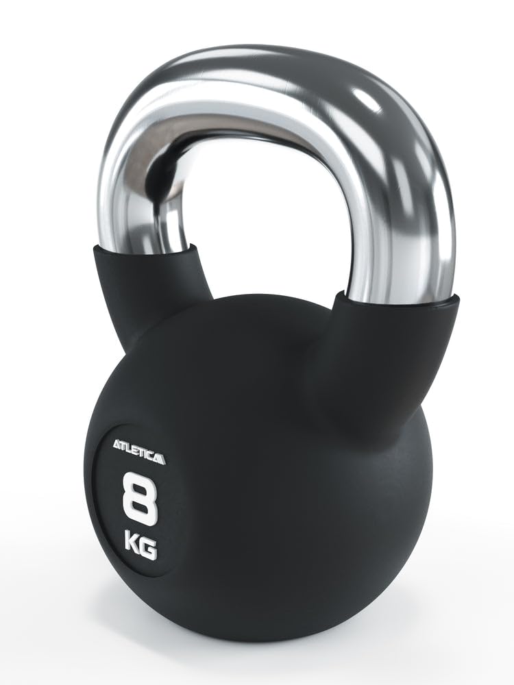 ATLETICA Kettlebells | 4-32 kg | gumowane hantle kulowe z chromowanym uchwytem | wysokiej jakości stop stali | jakość studyjna | funkcjonalny trening całego ciała, waga 28 kg