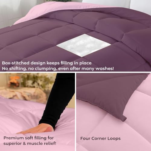 Image of AYKA Reversible Comforter 220 GSM Microfiber Reversible AC Comforter /Blanket for Winter /Quilt /Dohar /Duvets for King Size Blanket /Comforter Double Bed (Cameo & Plum, 90 * 100 inch)