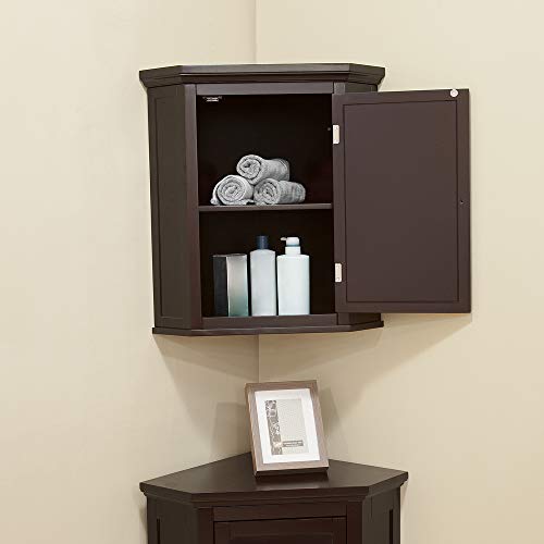 Versanora Wooden Cupboard Wall Mounted Bathroom Corner Storage Unit, MDF, Brown, 57.15 x 38.1 x 60.96 cm Versanora Wooden Cupboard Wall Mounted Bathroom Corner Storage Unit, MDF, Brown, 57.15 x 38.1 x 60.96 cm