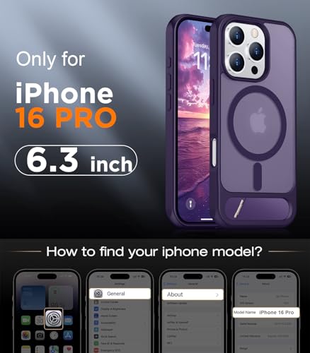 Image of Magnetic Compatible with iPhone 16 Pro Case, [Built-in Invisible Kickstand][Compatible with MagSafe] [Military Grade Shockproof] Slim Translucent Matte Phone Case for iPhone 16 Pro 6.3 inch