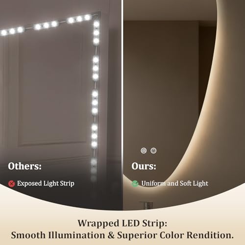 Image of WallBeyond LED Bathroom Mirror with Lights, 20 x 31 Inch Led Bathroom Vanity Mirror for Wall, Anti Fog Mirror for Bathroom, 3 Colors and Dimmable Light